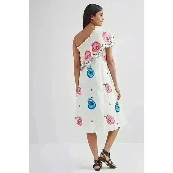 Anthropologie x Plenty by Tracy Reese Embroidered One-Shoulder Maxi Dress sz S - Picture 3 of 5